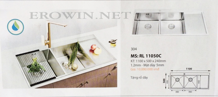 chậu rửa chén inox sus 304 roland RL11050C 1